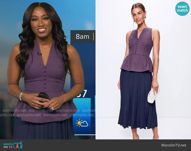 Rosie Assoulin Long Peplum Midi Dress worn by Brittany Bell on Good Morning America Rosie Assoulin Long Peplum Midi Dress worn by Brittany Bell on Good Morning America