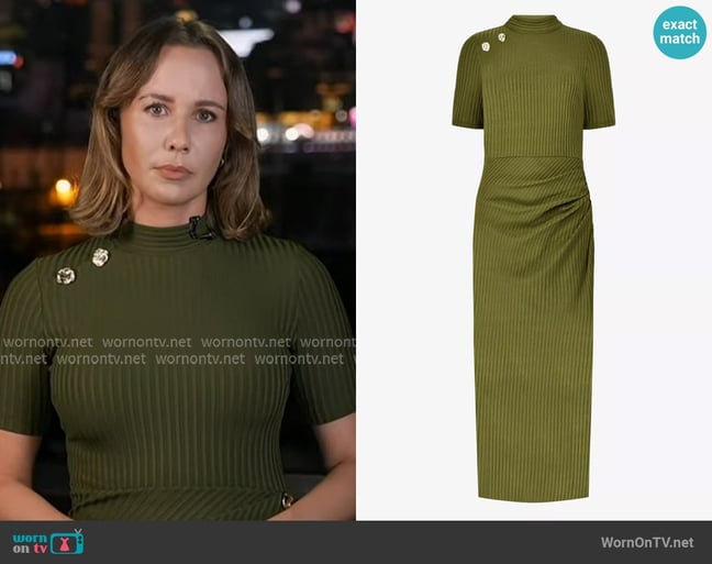 Ro&Zo Split-hem ribbed stretch-knit midi dress worn by Britt Clennett on Good Morning America