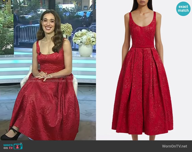 Safiyaa Asher Floral Jacquard Midi Dress worn by Marina Squerciati on Today