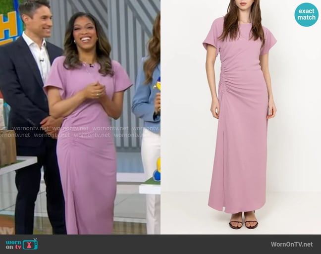 Samsoe Samsoe Saalbero Dress in Orchid Haze worn by Morgan Norwood on Good Morning America