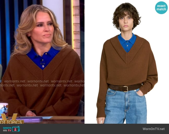 Sandro 2-in-1 wool and cashmere sweater worn by Sara Haines on The View Sandro 2-in-1 wool and cashmere sweater worn by Sara Haines on The View
