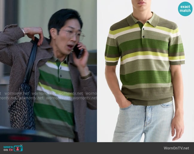 Scotch & Soda Stripe Textured Polo worn by Daniel Kim (Tim Jo) on Reasonable Doubt Scotch & Soda Stripe Textured Polo worn by Daniel Kim (Tim Jo) on Reasonable Doubt