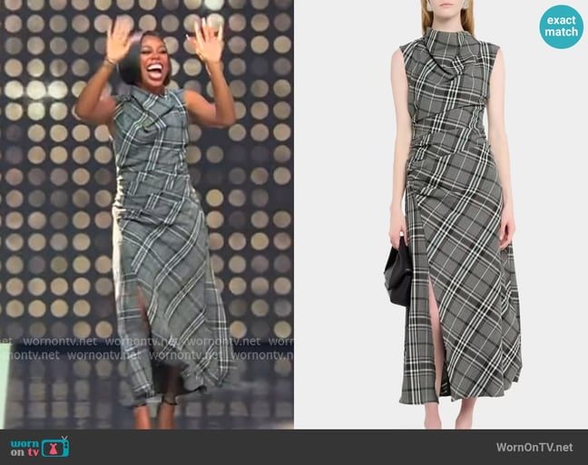 Simkhai Burke Plaid Cowl-Neck Maxi Dress worn by Gail Bean on Tamron Hall Show Simkhai Burke Plaid Cowl-Neck Maxi Dress worn by Gail Bean on Tamron Hall Show