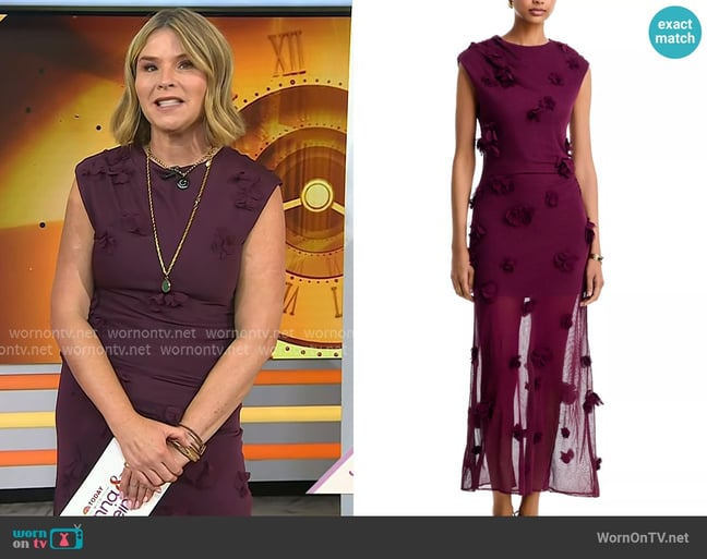 Simkhai Floral Appliqué Mesh Overlay Dress worn by Jenna Bush Hager on Today Simkhai Floral Appliqué Mesh Overlay Dress worn by Jenna Bush Hager on Today