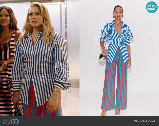Simon Miller Loch Poplin Tie Back Button Up Shirt worn by Robyn Dixon on The Real Housewives of Potomac Simon Miller Loch Poplin Tie Back Button Up Shirt worn by Robyn Dixon on The Real Housewives of Potomac