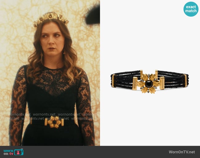 Sonia Petroff Black Lily Belt worn by Mallory (Billie Lourd) on American Horror Story Sonia Petroff Black Lily Belt worn by Mallory (Billie Lourd) on American Horror Story