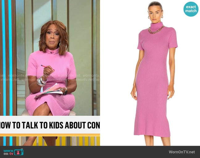 Staud Lilou Dress worn by Gayle King on CBS Mornings