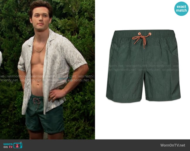 Sundek Logo-patch Swim Shorts worn by Tate Black (Leo Howard) on Days of our Lives Sundek Logo-patch Swim Shorts worn by Tate Black (Leo Howard) on Days of our Lives