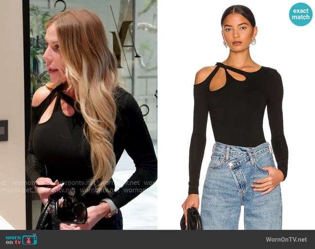 Superdown Yesenia Twist Bodysuit worn by Jennifer Pedranti on The Real Housewives of Orange County