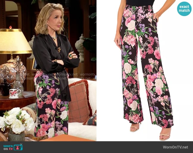 Ted Baker Carina Floral Suit Pants worn by Nikki Reed Newman (Melody Thomas-Scott) on The Young and the Restless