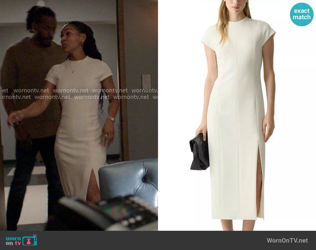 Theory Raglan Sleeve Dress in Rice worn by Regina Harris (Meagan Good) on Reasonable Doubt
