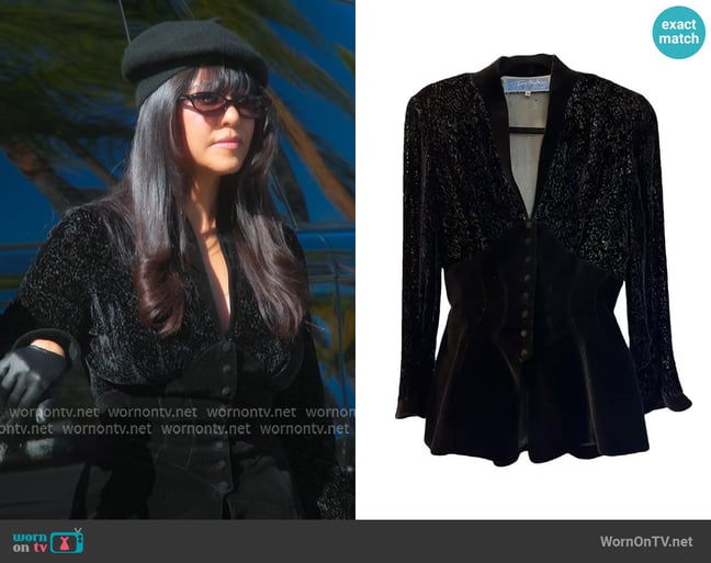 Thierry Mugler Velvet Jacket worn by Kourtney Kardashian (Kourtney Kardashian) on The Kardashians Thierry Mugler Velvet Jacket worn by Kourtney Kardashian (Kourtney Kardashian) on The Kardashians