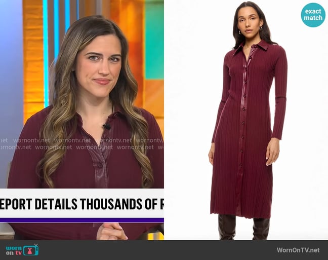 Toccin x RTR Variegated Rib Knit Leather Combo Dress worn by Madison Mills on CBS Mornings