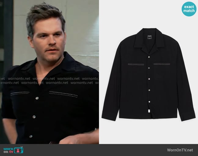 Todd Snyder Embroidered Camp Collar Shirt worn by Lucas Jones (Van Hansis) on General Hospital Todd Snyder Embroidered Camp Collar Shirt worn by Lucas Jones (Van Hansis) on General Hospital