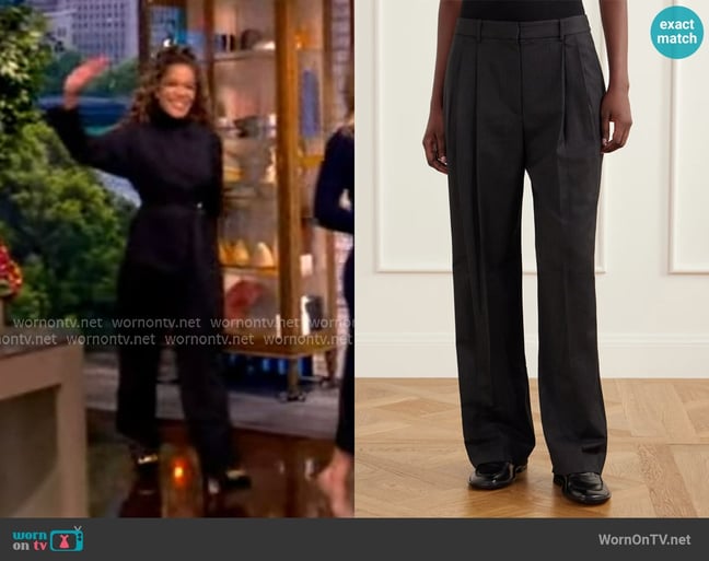 TWP Ivy pleated wool-blend twill straight-leg pants worn by Sunny Hostin on The View TWP Ivy pleated wool-blend twill straight-leg pants worn by Sunny Hostin on The View
