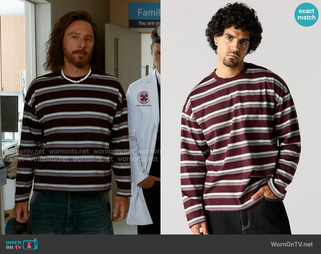 Urban Planet Striped Boxy Long Sleeve Top worn by Dr. John 'J.D.' Dorian (Zach Braff) on Scrubs Urban Planet Striped Boxy Long Sleeve Top worn by Dr. John 'J.D.' Dorian (Zach Braff) on Scrubs
