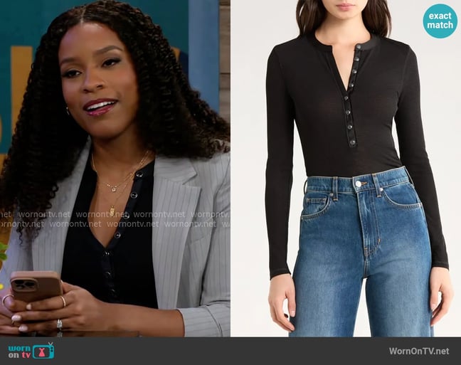 Veronica Beard Drexler Knit Henley Top worn by Naomi Hamilton Hawthorne (Arielle Prepetit) on Beyond the Gates Veronica Beard Drexler Knit Henley Top worn by Naomi Hamilton Hawthorne (Arielle Prepetit) on Beyond the Gates