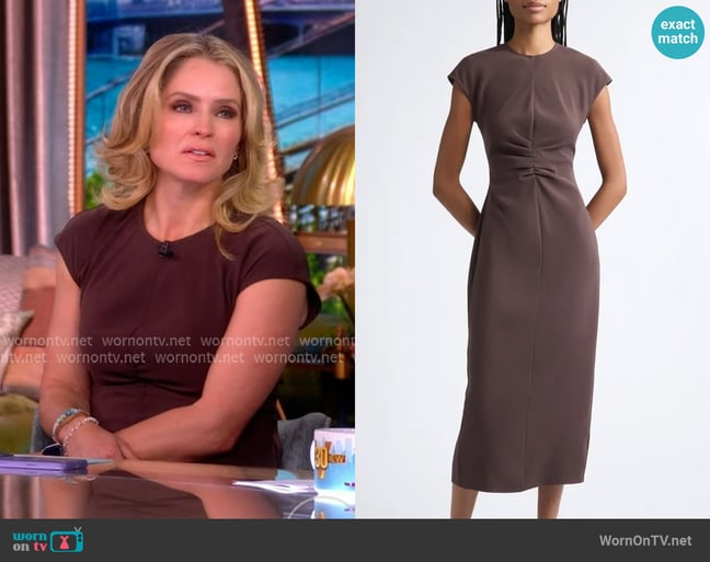 Veronica Beard June Ruched Midi Dress worn by Sara Haines on The View Veronica Beard June Ruched Midi Dress worn by Sara Haines on The View