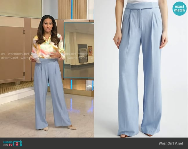 Veronica Beard Marbeau Wide-Leg Pant in Bluebell worn by Morgan Radford on NBC News Daily