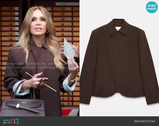 Zara Brown Double Breasted Blazer worn by Tamra Judge on The Real Housewives of Orange County