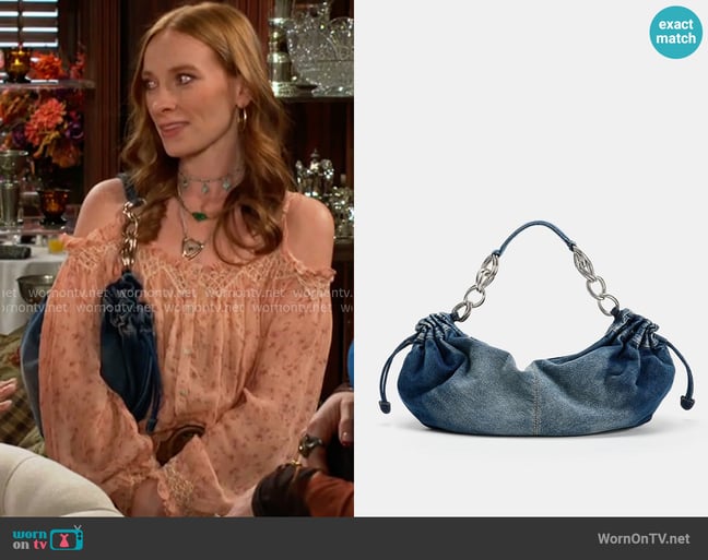 Zara Denim Shoulder Bag worn by Coco Spectra (Ashley Campbell) on The Young and the Restless Zara Denim Shoulder Bag worn by Coco Spectra (Ashley Campbell) on The Young and the Restless