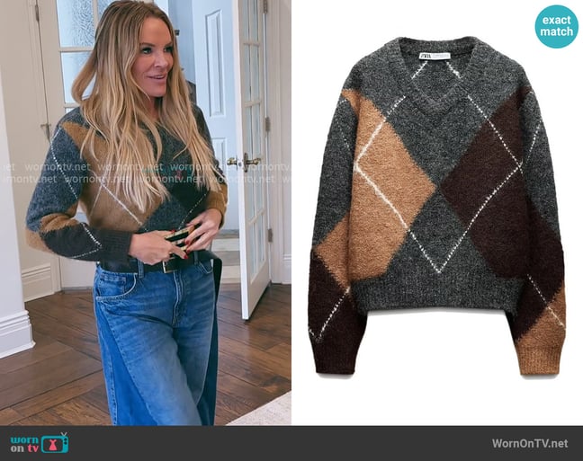 Zara Diamond Pattern Sweater worn by Heather Gay on The Real Housewives of Salt Lake City Zara Diamond Pattern Sweater worn by Heather Gay on The Real Housewives of Salt Lake City