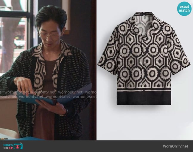 Zara Geo Print Shirt worn by Daniel Kim (Tim Jo) on Reasonable Doubt Zara Geo Print Shirt worn by Daniel Kim (Tim Jo) on Reasonable Doubt