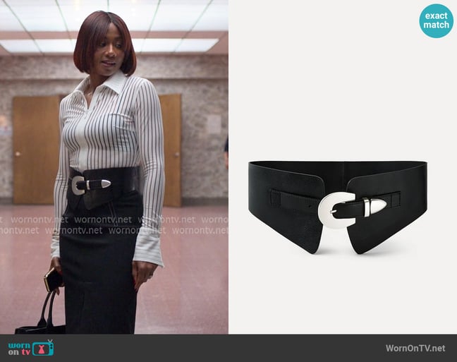 Zara Leather Sash Belt worn by Jax Stewart (Emayatzy Corinealdi) on Reasonable Doubt