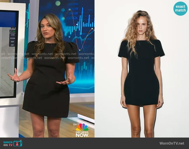 Zara Short Pleated Pocket Dress in Black worn by Allie Canal on NBC News Daily