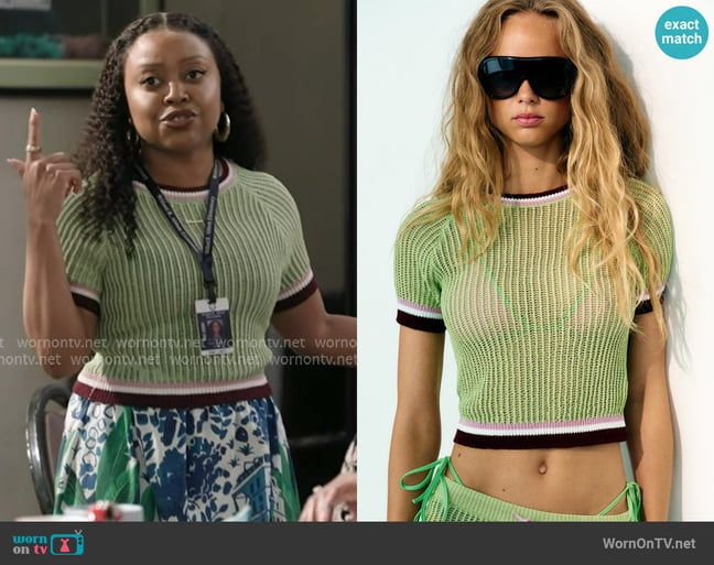 Zara Tricot Top worn by Janine Teagues (Quinta Brunson) on Abbott Elementary