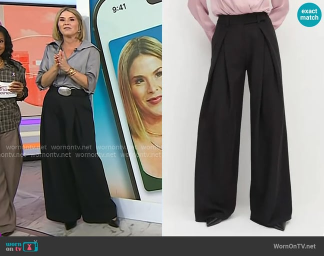Zara Wide Leg Pleated Pants worn by Jenna Bush Hager on Today
