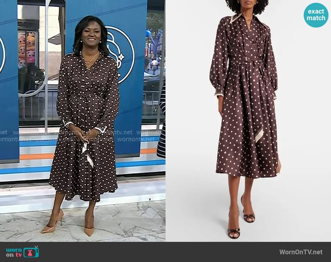 Zimmermann Polka-dot Belted Silk Shirt Dress worn by Dr. Angela Lamb on Today