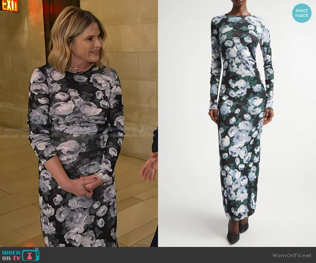 Stella McCartney Bunch of Roses Long Sleeve Mesh Maxi Dress worn by Jenna Bush Hager on Today