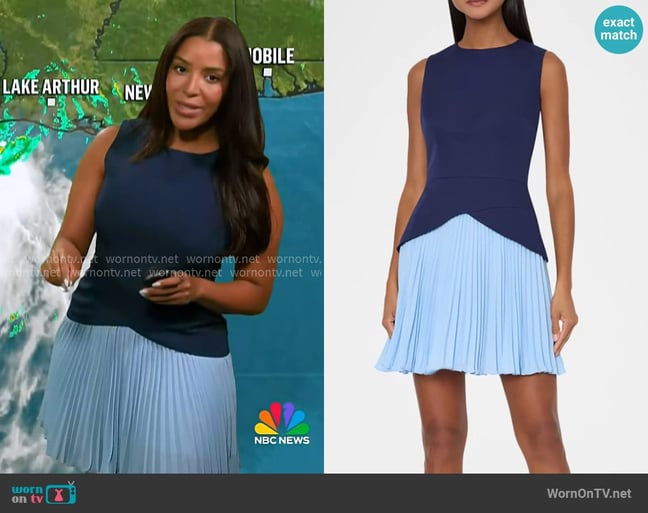 Milly Haddy Pleated Two-Tone Minidress worn by LLarisa Abreu on NBC News Daily Milly Haddy Pleated Two-Tone Minidress worn by LLarisa Abreu on NBC News Daily