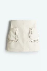 - Coated Mini Skirt - Cream - Ladies HampM US at H&M