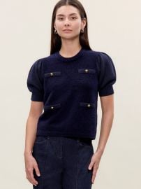 - Dark Navy Boucle Texture Sweater - Rebecca Taylor at Rebecca Taylor