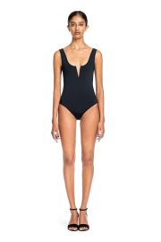 - Ines One Piece Black Swimsuit full coverage classic v neck tank                       at Beth Richards