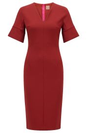 - Slim-fit business dress with V neckline at BOSS