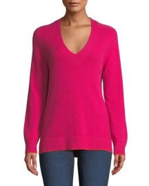 Yorke Cashmere V-Neck Sweater with Mesh Panels at Neiman Marcus