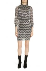 ba&sh Goldy Zig Zag Metallic Stripe Dress at Nordstrom