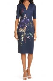 WornOnTV: Amy’s navy floral print sheath dress on Good Morning America ...