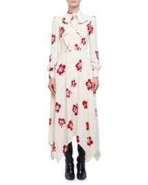 Saint Laurent Embellished Hibiscus-Print Midi Dress at Neiman Marcus