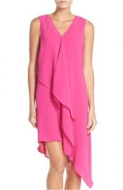 Adrianna Papell Ruffle Front Crepe High Low Dress at Nordstrom