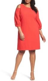 Plus Size Eliza J Cold Shoulder Shift Dress at Nordstrom