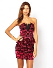  Bandeau Dress with Flocking at Asos