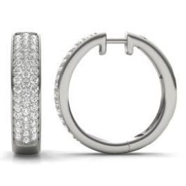 1 15 CTW Round Caydia Lab Grown Diamond Pave Hoop Earrings 14K White Gold  Charles amp Colvard at Charles and Colvard