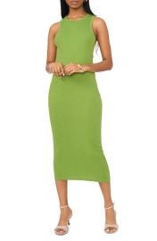 1.STATE Back Cutout Cotton Rib Midi Dress at Nordstrom