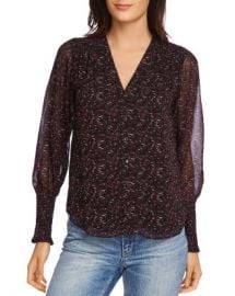 1 STATE Printed Smocked-Sleeve Blouse Women - Bloomingdale s at Bloomingdales