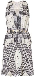 10 Crosby by Derek Lam Grommet Detail V Neck Print Dress at Intermix