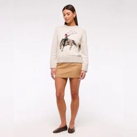 100% Cotton A&F Madeline Crochet-Style Crew Sweater at Abercrombie